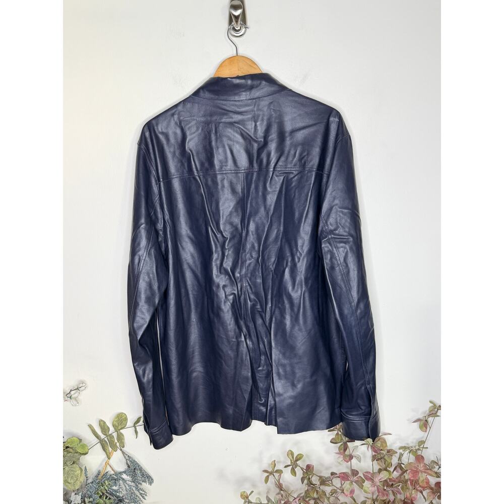JOHN VARVATOS Travis Leather Shirt Jacket Dark Navy Blue Sz 58/US XL NWT $798 - Picture 7 of 10